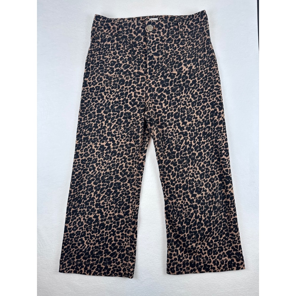 Maeve The Colette Leopard Print Wide Leg Pants Size 32 High Rise Cropped Animal